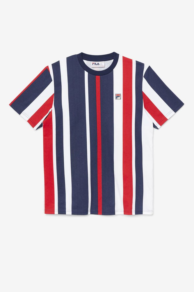 Fila Miesten Paidat Gach Striped Laivastonsininen - SAVE-96128